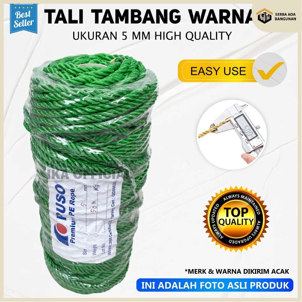 

SAB Promo Termurah Tali Tambang 5mm per roll Tali Nylon Nilon / Tali Layangan Tali Tambang Plastik Kecil PE 2 militambang 5 mm per rol / Tali Tambang 5mm per roll - Tali Tampar / Tali Layangan / Tali Pertanian - Tali Tenda / Tali tambang PE 5mm -