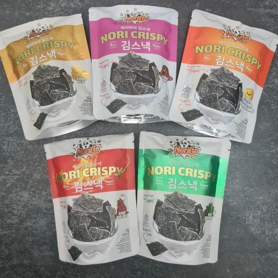 

Norigo Nori Crispy Snack Korea Seaweed Rumput Laut Rasa BBQ / ORIGINAL / JAGUNG PANGGANG / KEJU / BALADO 20gr