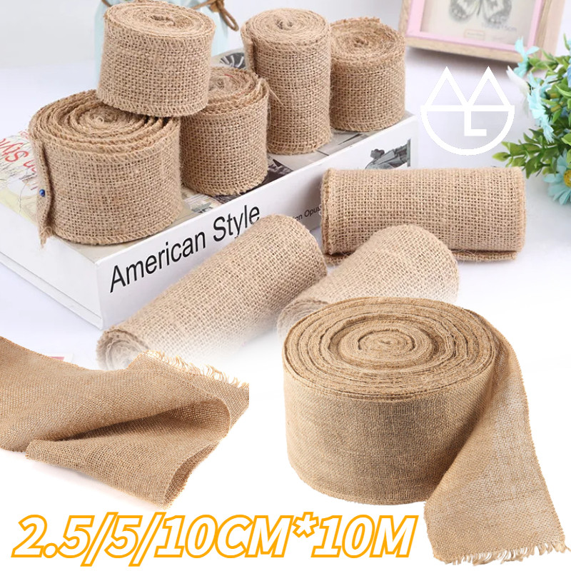 

2.5/5/10CM*10M Pita Goni Roll Obras Krem Roll Dekorasi / Pita Hampers / Pita Dekorasi/Pita Souvenir/Pita Kerajinan Tangan/Pita Dekorasi