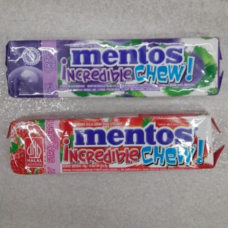 

Mentos Incredible Chew Permen Rasa ANGGUR / STRAWBERRY 45gr