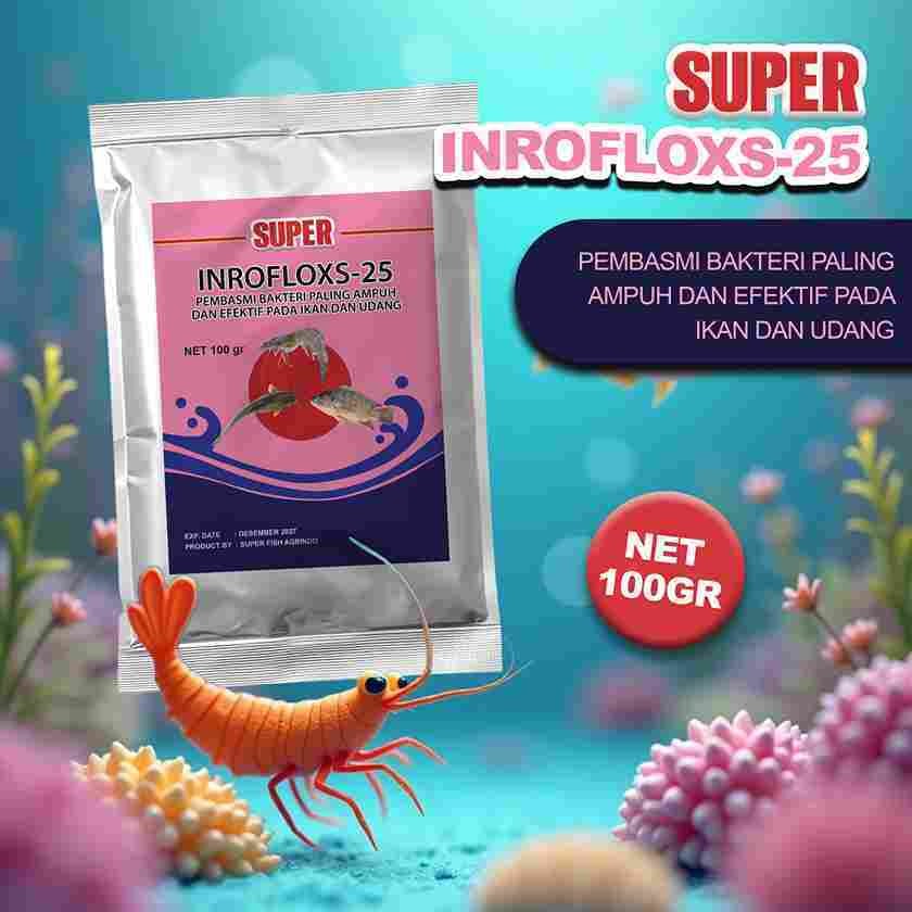 Tekira.store INROFLOXS 25 - SUPER 100 gram INROFLOXS 25 Enrofloxacin HCl Antibiotik Ikan dan Udang -