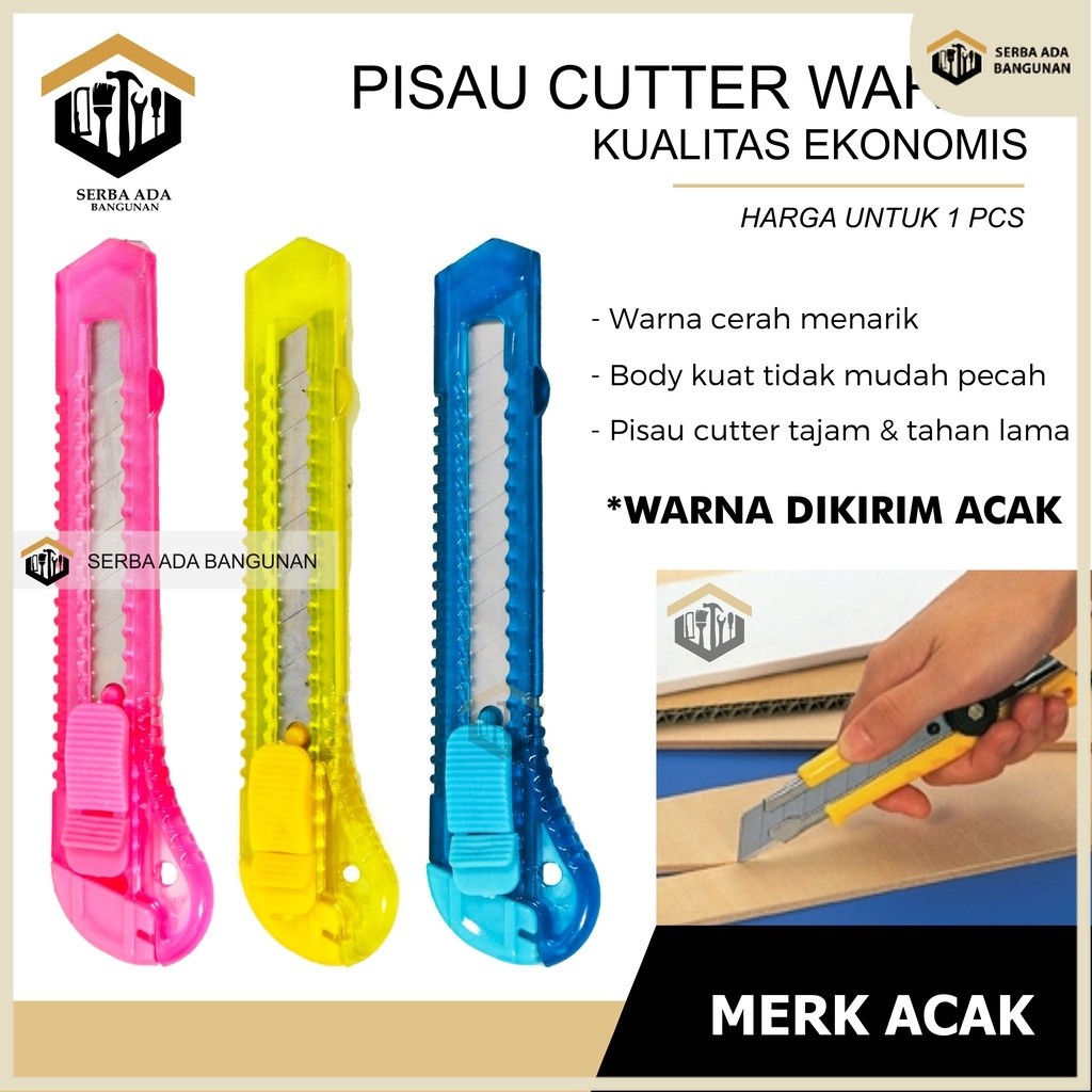 

SAB Pisau Cutter Ukuran Besar 18mm / Transparan Warna Warni Cuter Super Tajam Sliding Knife Cutting Tool Alat Potong Kertas Kardus Pisau Cutter Piso Cutter cuter kater Besar Pemotong Dus ATK