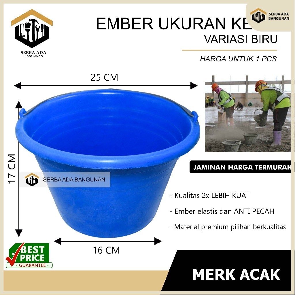 SAB Ember Plastik WARNA KECIL BIRU TUA BIRU MUDA BIRU TOSCA Ember Cor Anti Pecah | Ember Bangunan BE