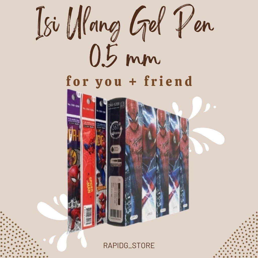 

20 Pcs Refill Isi Ulang Pulpen Tinta Gel Hitam 0.5 MM Karakter