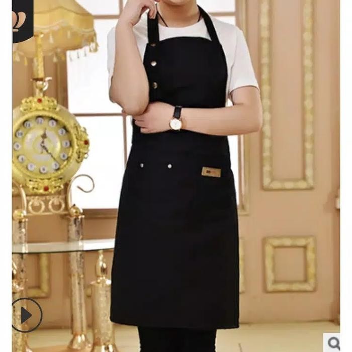 Apron Anti Air Simple Elegan Universal | Adjustable Kitchen Apron - Hitam