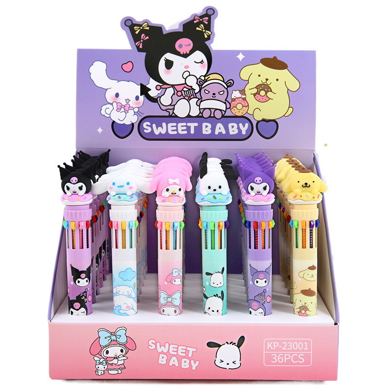 

Sanrio Ballpoint Pen 36pcs Cartoon Kuromi Hello Kitty Cinnamoroll 10 Color 0.7 School Student Stationery Draw Wrirte Mark Pen