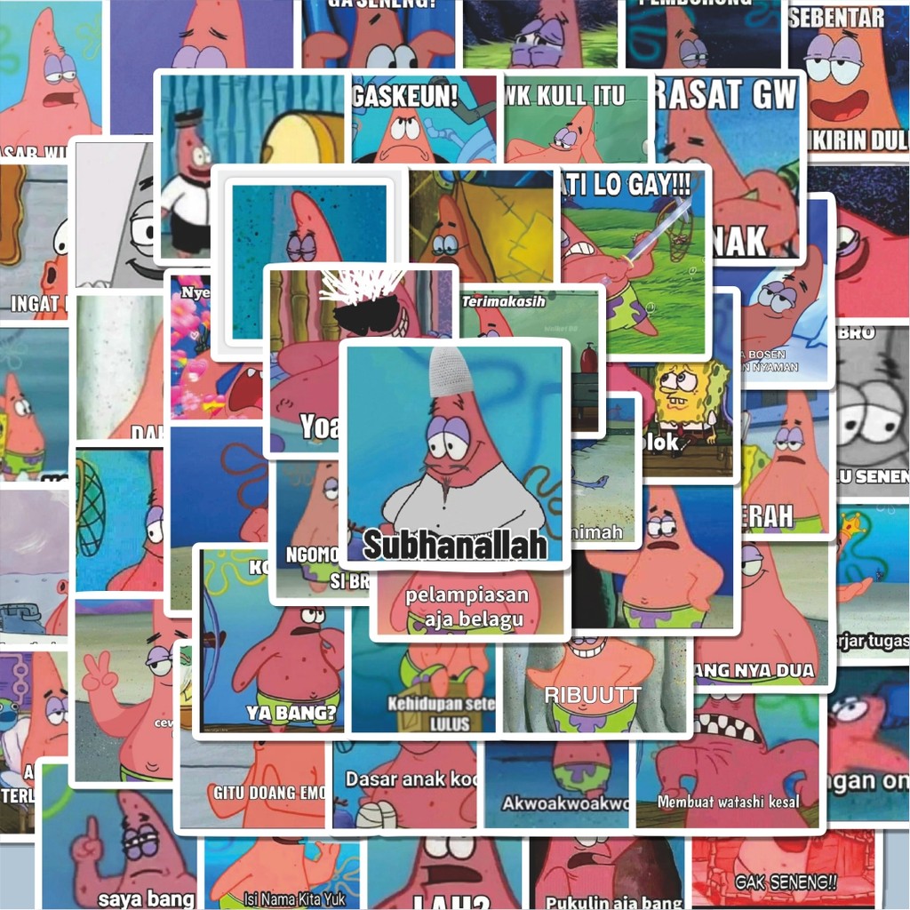 

100PCS Lucu Stiker Patrick Meme V4 Stiker Aesthetic Stiker Anti Air Stikers Berperekat Waterproof sticker decal buat Motor Helm Buku Journal Koper Casing HP Laptop Botol Minum Hadiah anak