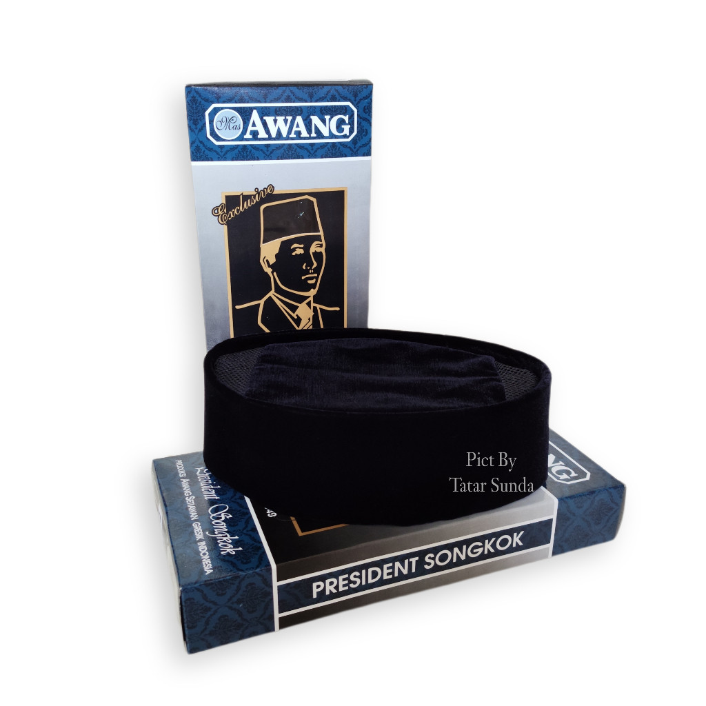 Songkok Kopyah Peci Hitam Awang Pendek Tinggi 7-8-9-10Cm Terlengkap Perlengkapan Pria Kopeah Premium