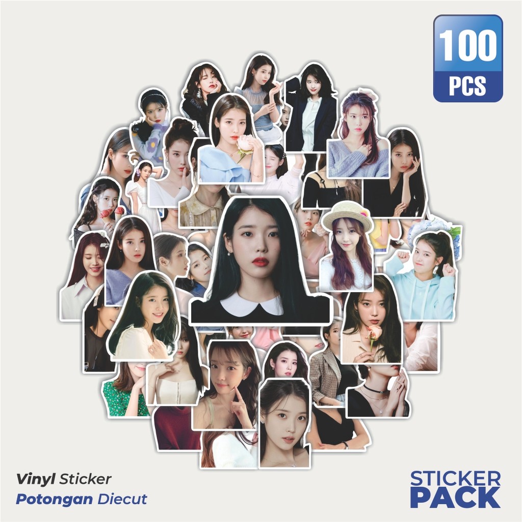 

Super Hemat! 100 PCS Stiker LEE JI EUN (IU) Waterproof Aesthetic- Untuk Laptop, Motor, dan Helm - Paper Stationery Pack