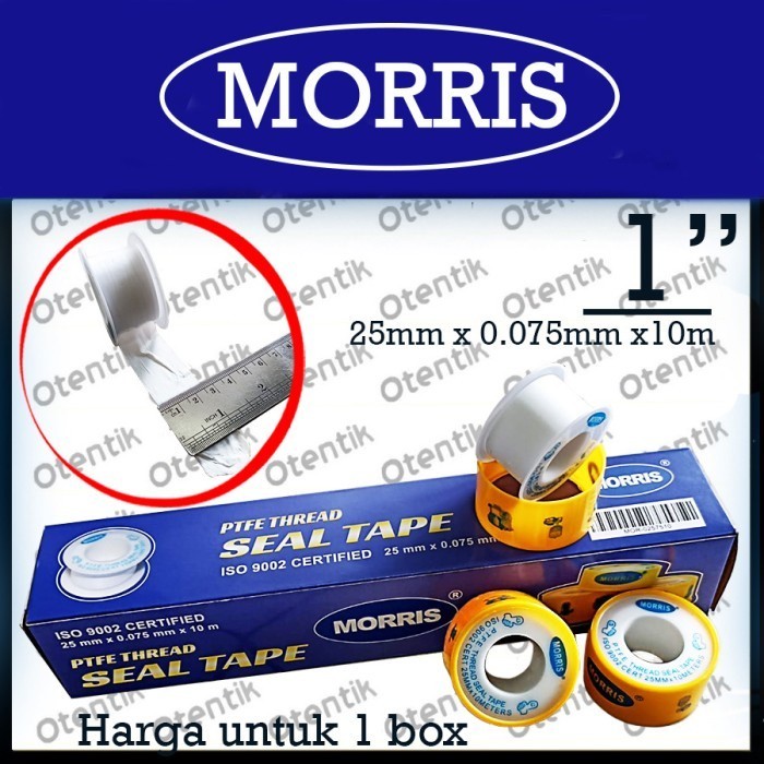 MORRIS SEALTAPE 1" ISOLASI PIPA KERAN AIR 1 INCHI 10 METER - SEAL TAPE - SILTIP 1 BOX