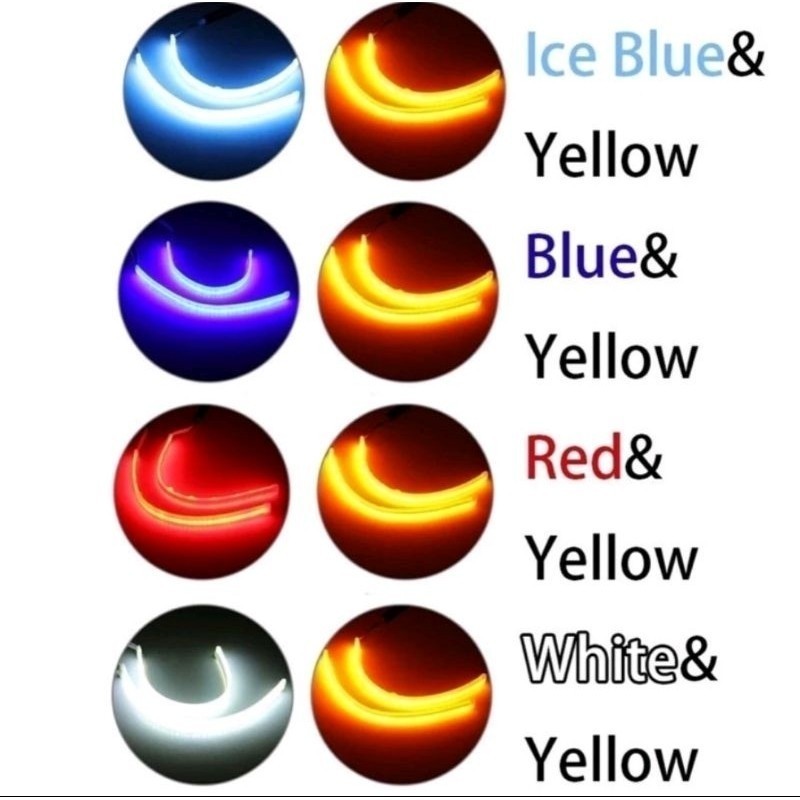 Lampu Alis Running LED DRL Lampu Alis Fleksibel 2 mode Waterproof 2pcs