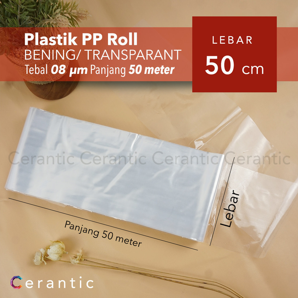 Plastik PP ROLL Lebar 50cm Tebal 08 Bening Panjang 50 m