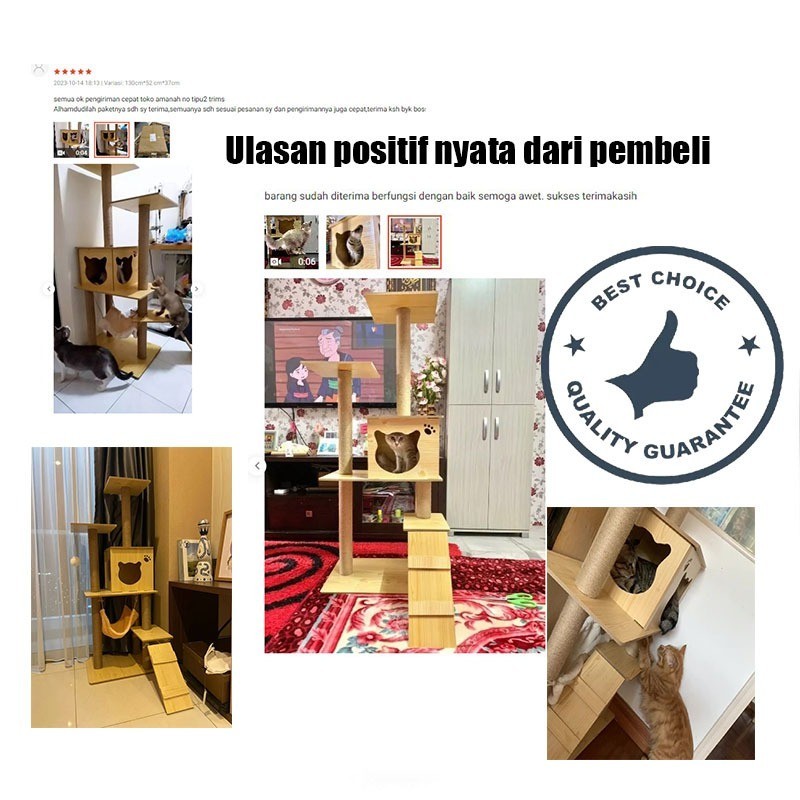Cat Tree Tower Premium Rumah Kucing Rumah Villa Kandang Kucing Large Cat Tree House Wood Cat Garukan