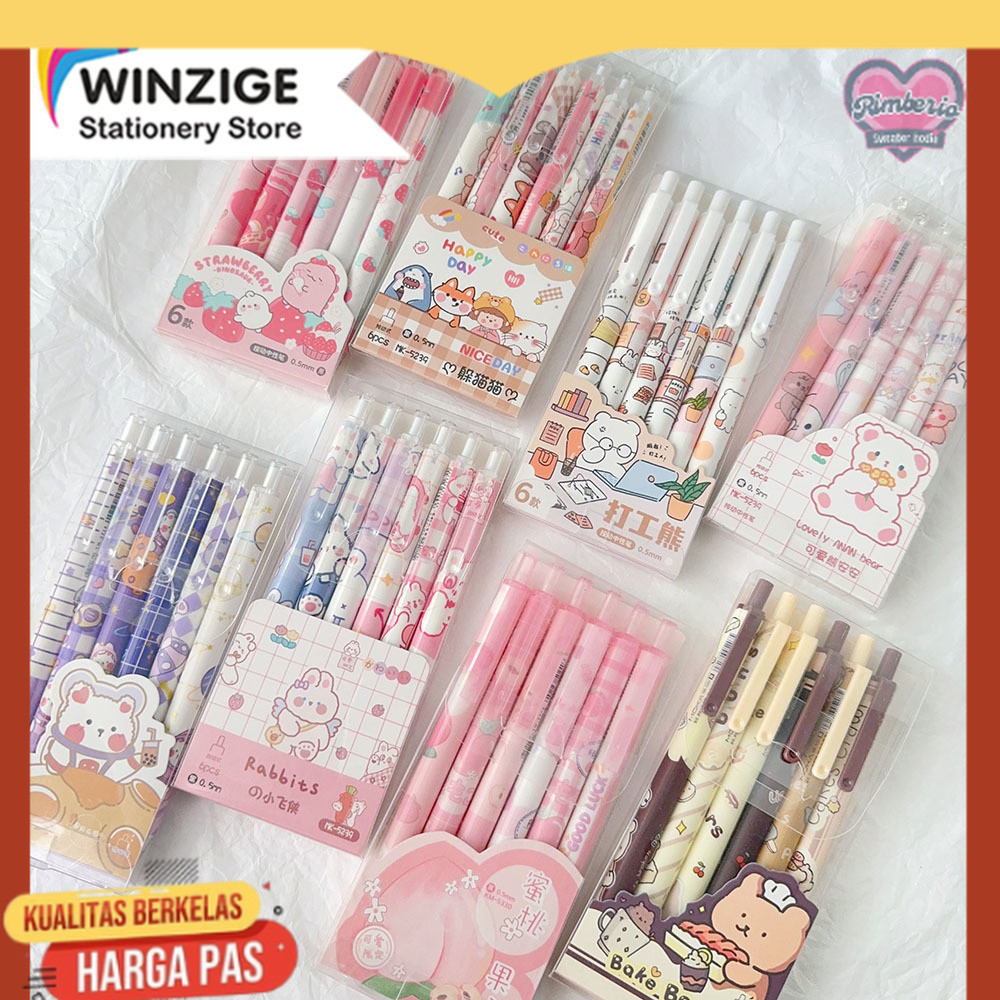 

Winzige 6pcs pulpen gel set pena pen lucu 0.5mm pulpen aesthetic gel pen pulpen 1 pack mekanik pulpen tinta hitam alat tulis stationery bulpen bolpen