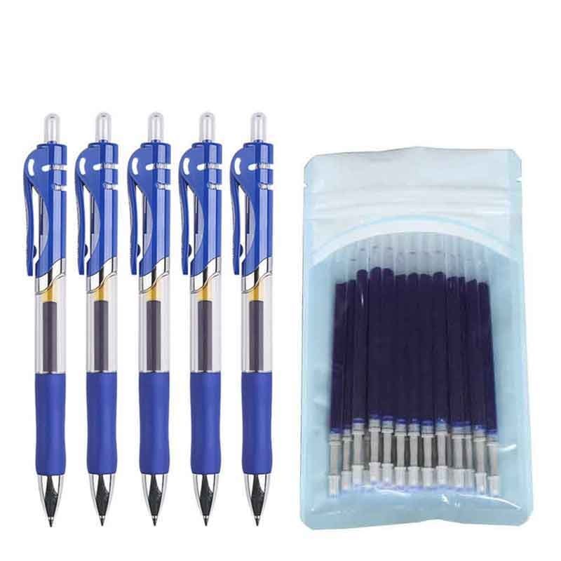 

Retractable Gel pen Set 0.5mm Black/Red/Blue Large Capacity Ball Point Pen handle Replaceable Refills Rod School Office Supplies