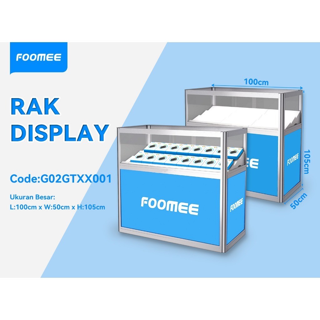 FOOMEE RAK DISPLAY ETALASE FOOMEE / ETALASE PAJANGAN AKSESORIS 50cmx100cmx105cm