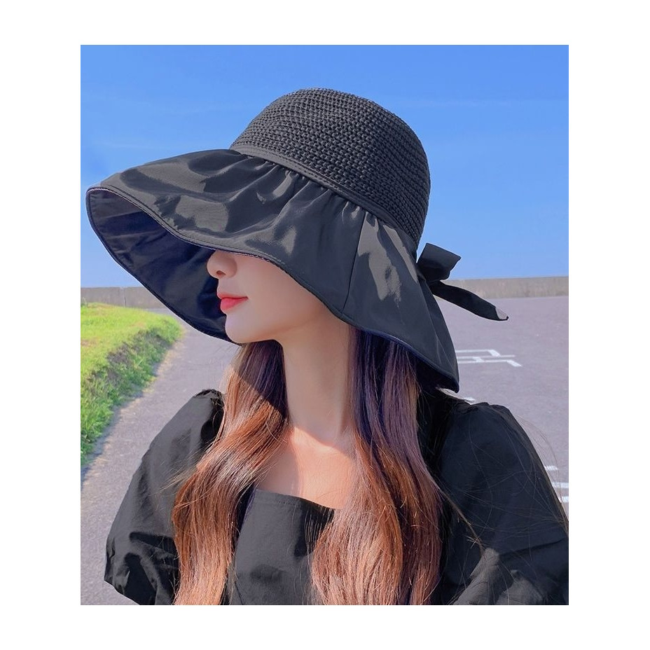 Topi Wanita Lebar / Topi Wanita Lipat / Topi Wanita Pantai / Topi Wanita Fashion Korea Kekinian