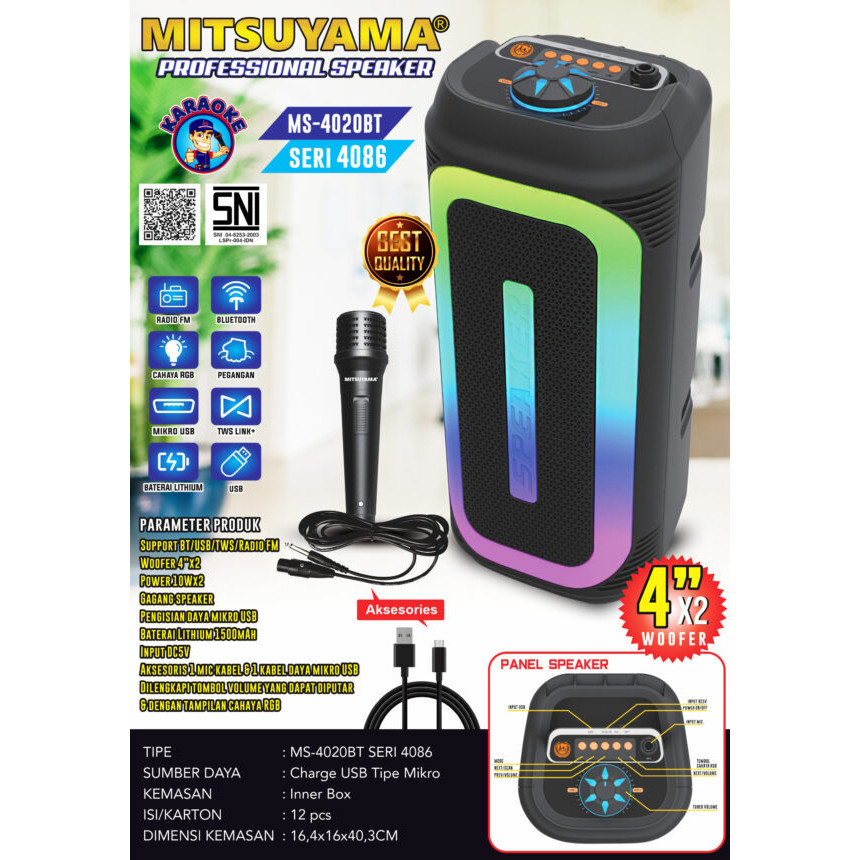 SPEAKER MITSUYAMA 4020BT PORTABLE | Speaker Bluetooth Mitsuyama Power 10W 4020BT
