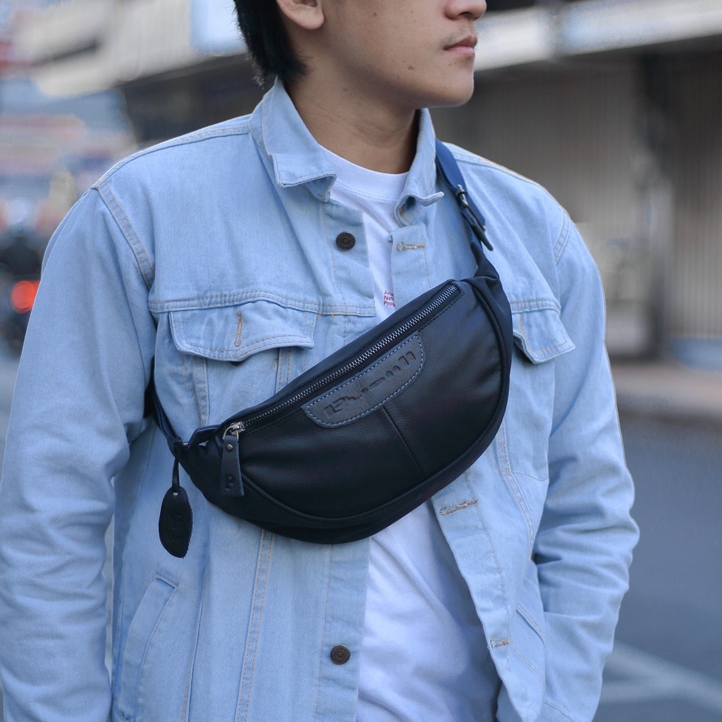 Waistbag Pusiill  A06// Waistbag Kombinasi Kulit Sapi Asli // Tas Selempang Pria&Wanita