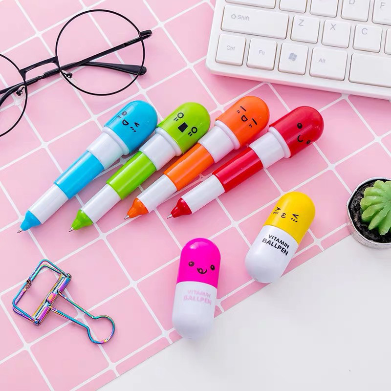 

Pulpen Kapsul Lucu Mini / Pulpen Emoticon / Pulpen Unik