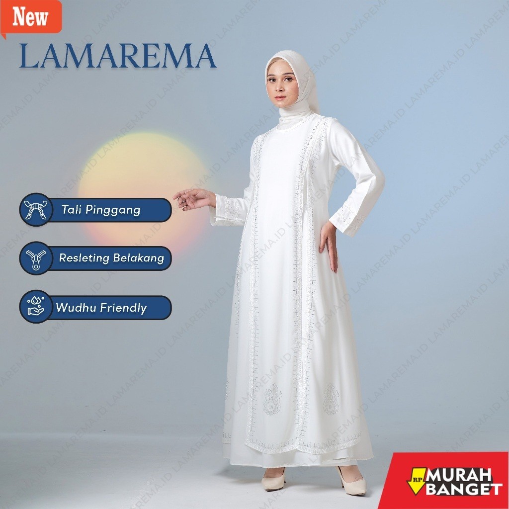 abaya shopee haul 2024 [ LaMarema ] Baju gamis putih wanita modern mewah dan elegan terbaru | Abaya 
