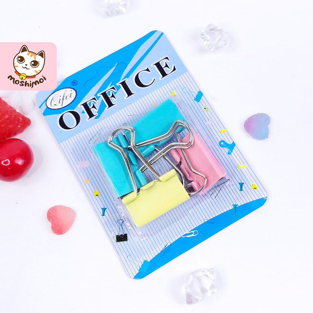 

Binder Clip / Paper Clip / Klip Kertas Besi (T) Warna- Warni Isi 4 Pcs