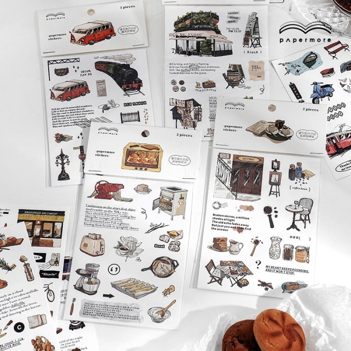 

2 Lembar Sticker Aesthetic Scrapbook VINTAGE LONDON THEME Stiker DECO Journal DIY Diary Stationery