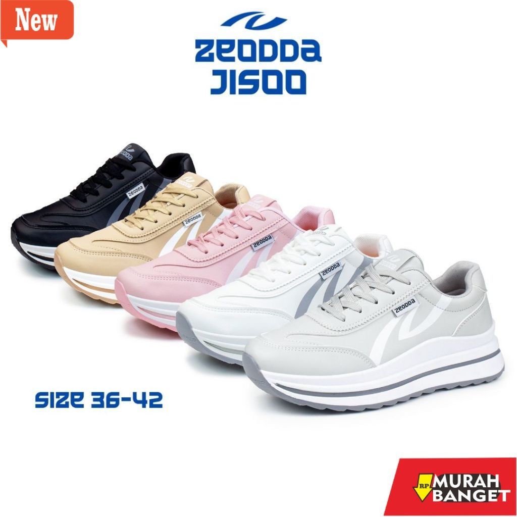 Heels wanita yg lagi viral- Zeodda Jisoo Sepatu Putih Sneakers Bertali Kulit Sintetis White Shoes Ca