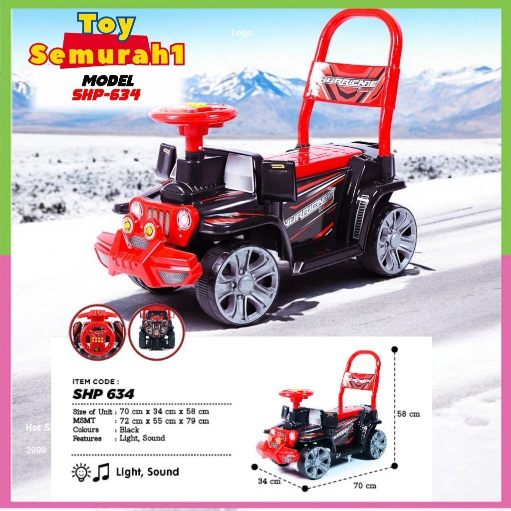 [SHP 634 MOBIL JEEP]Mainan anak anak|Mobil Mobilan anak|Mobil Dorong/Tunggang Bisa di naiki anak lak