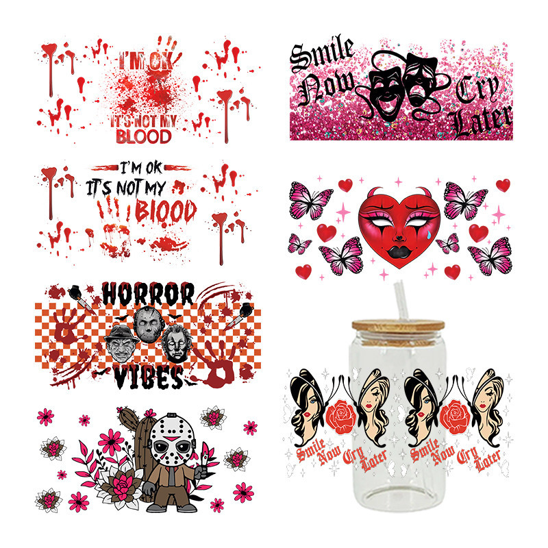 

Horry UV DTF Transfer Sticker For The 16oz Libbey Glasses Wraps Bottles Cup Sticker D10711