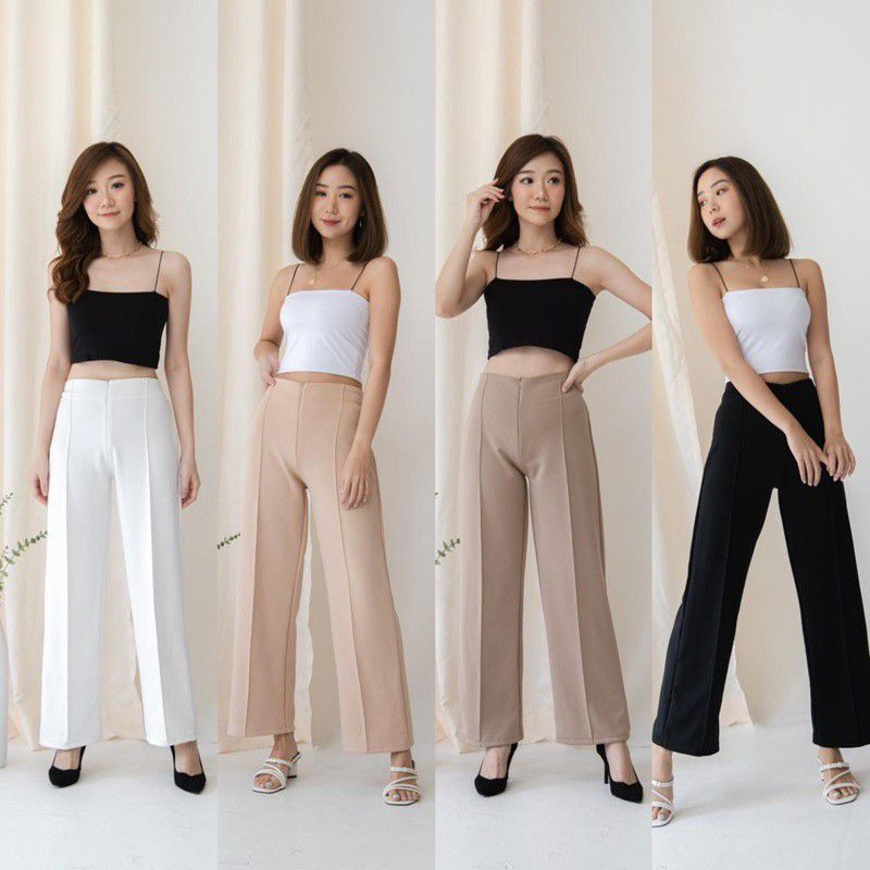 Celana Kulot Scuba Premium Wanita Kekinian ala korea - Celana Highwaist Wanita Terbaru