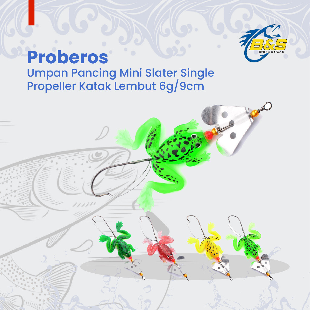 PROBEROS Umpan Pancing Mini Slater Single Propeller Katak Lembut 6G / 9cm umpan soft frog LK145
