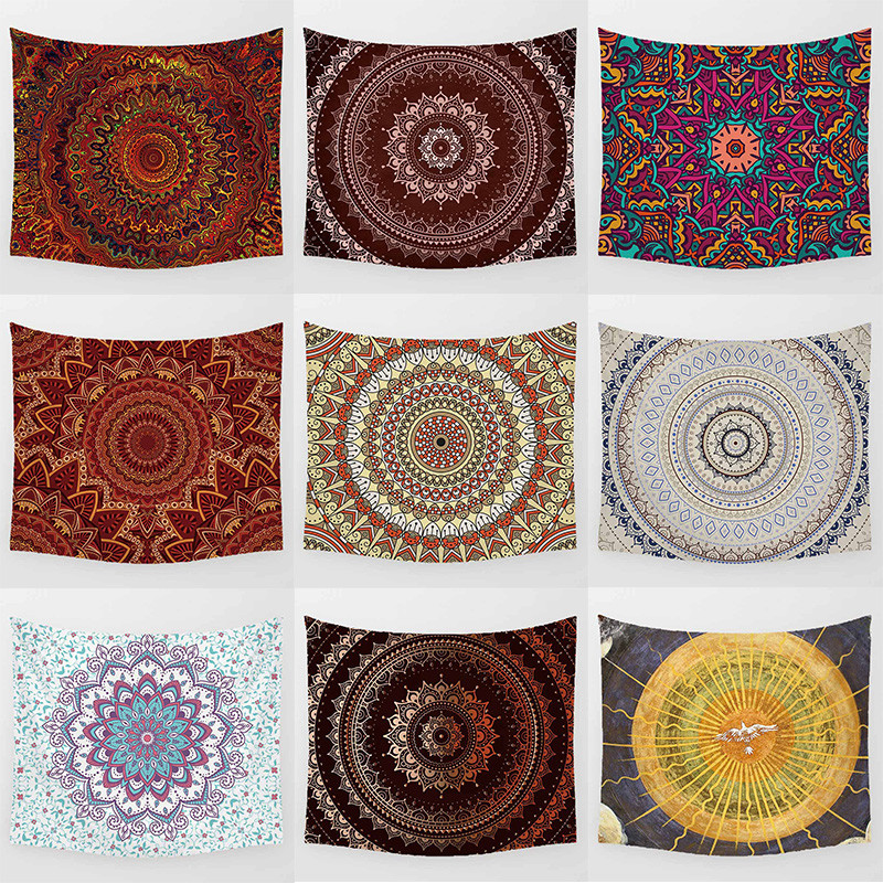 Gradient Color Mandala Tapestry Hawk Fly Pattern  Wall Tapestry Rectangle Wall Hanging Tapestry Wall
