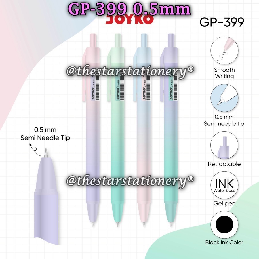 

(1 Biji) Bolpen Joyko GP-399 0.5 Gel Pen / Gel Pen Joyko GP399 0.5mm Gel Pen / Joyko GP 399
