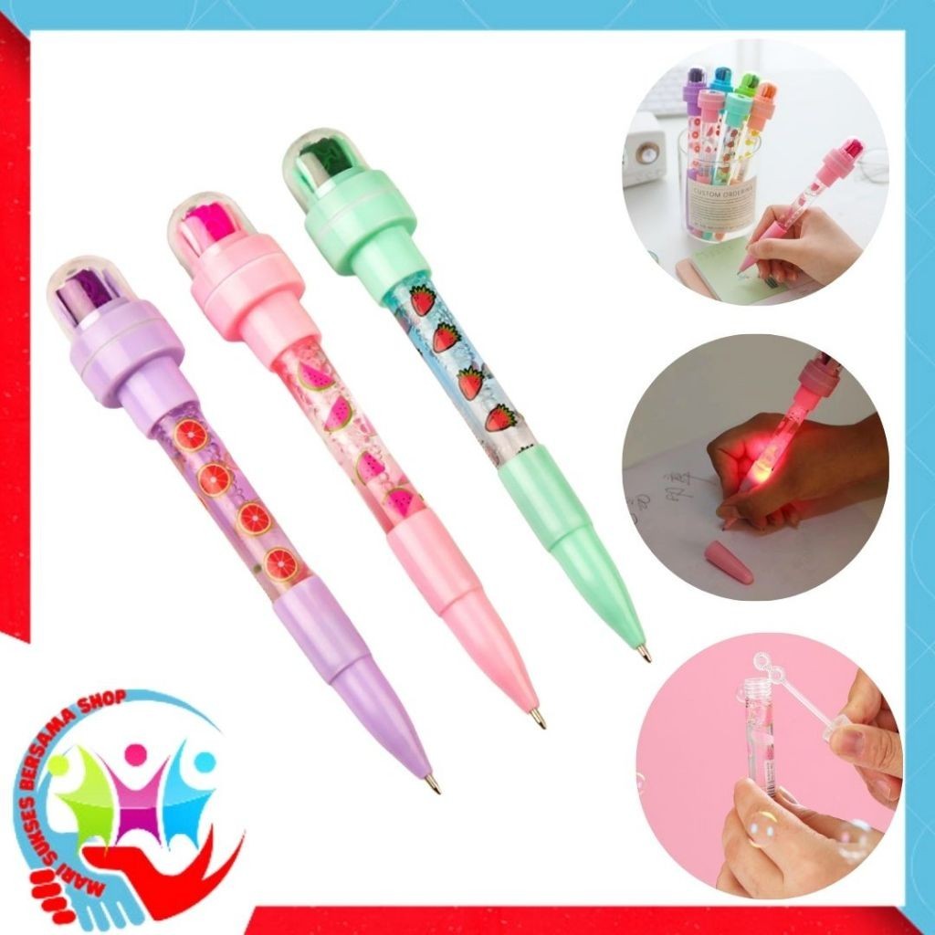 

MSBS Pena Gel Gelembung Bubble Light 5 in 1 Segel Rol Cahaya Segel Anak-Anak Bolpoint Kreatif Ajaib Pulpen Multi Fungsi Roller Seal Anak Sihir Kreatif Pulpen Pena Hadiah Sekolah