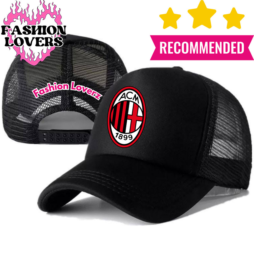 Fashion Loverz Topi Trucker AC MILAN - Topi Distro AC MILAN Logo - Topi AC MILAN Premium - Topi Pria