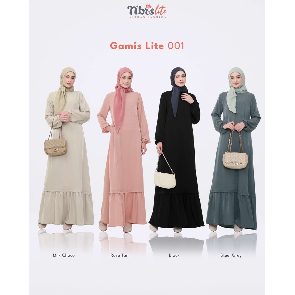 Nibras lite 001/Gamis Nibras Hitam,Gamis nibras