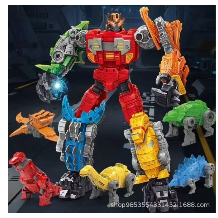 MAINAN ANAK ROBOT 5 in 1 TRANSFORMER DINOBOT PRIME EDITION DINOSAUR DINO - 5IN1 DINO ROBO