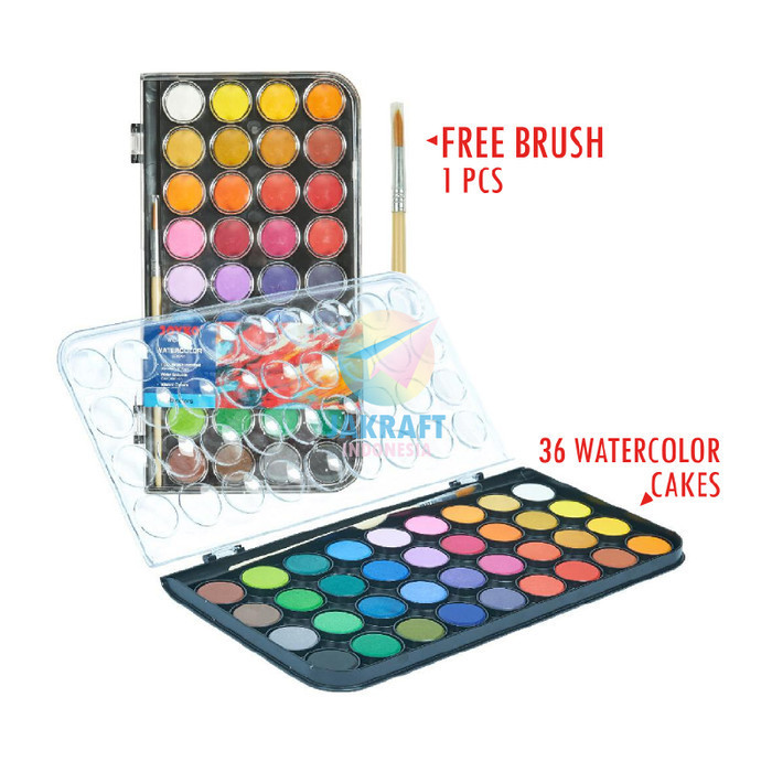 

promo ✨ -Cat Air tercolor Cake 36 rna JOYKO WC-3-36 + Bonus Kuas Lukis