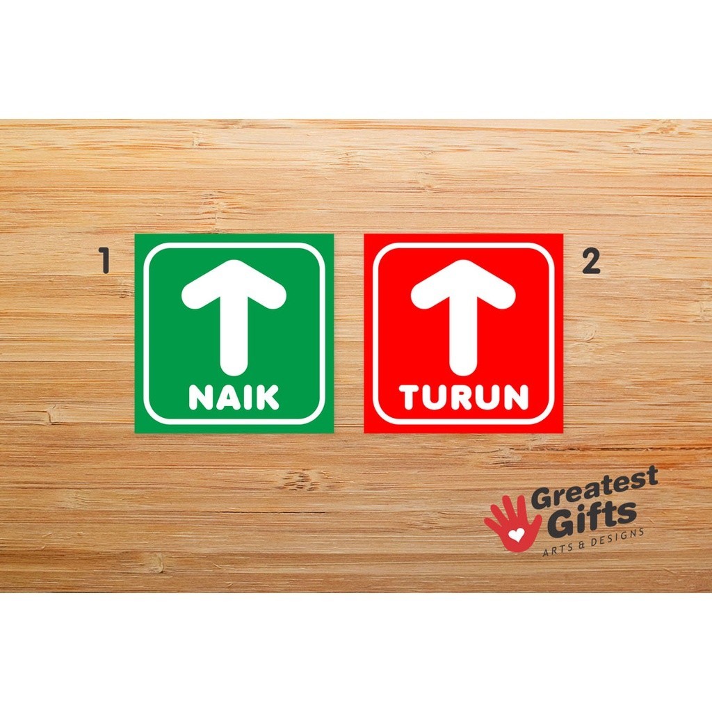 

Sticker Panah Tulisan Naik Turun Tangga Penanda Jalan