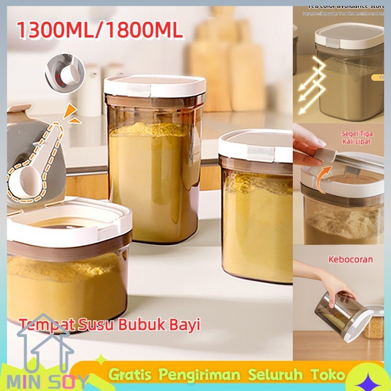 YT56ZX 【COD】Tempat Susu Bubuk Bayi 1300/1800ml Wadah Susu Toples Makanan Vacuum Sealed Box Kotak Pen