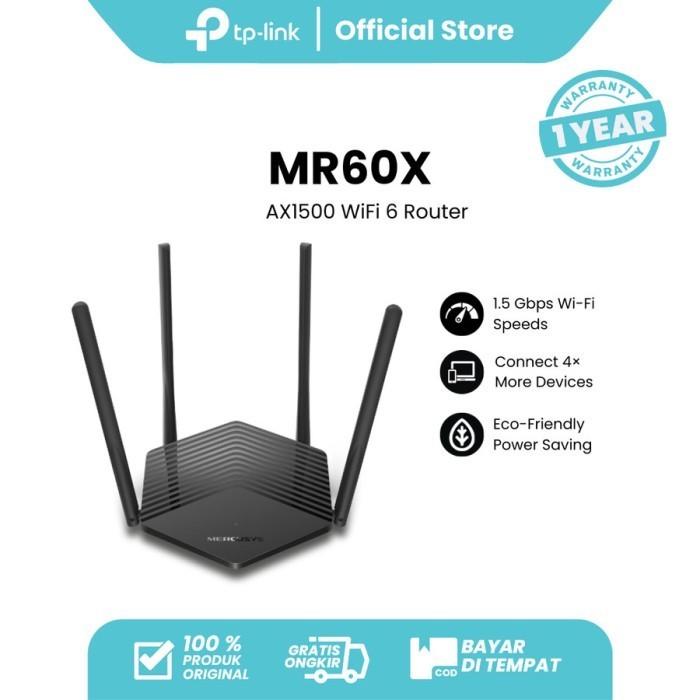 Mercusys Router MR60X AX1500 Dual-Band Wi-Fi 6 Router TP-link