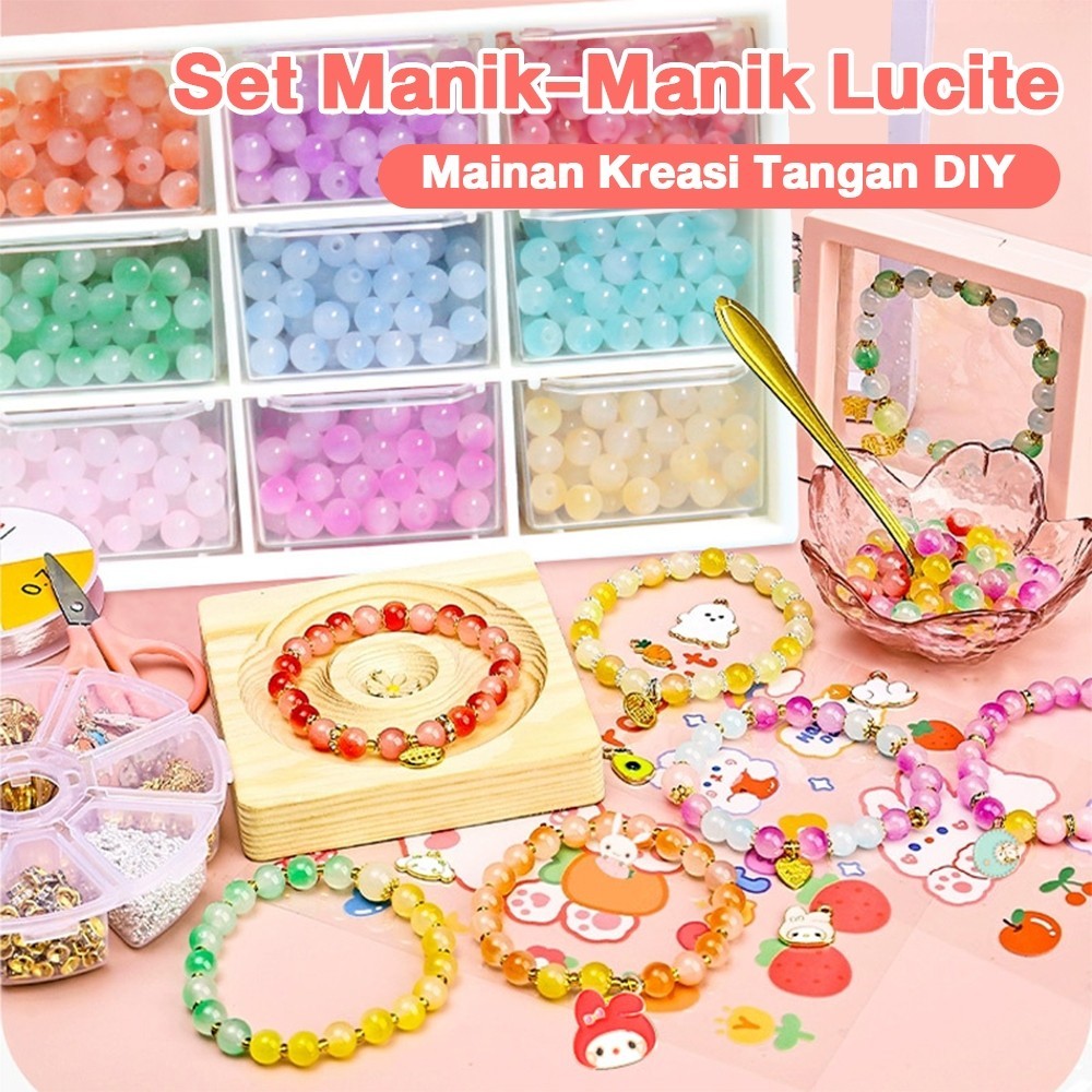 DIY Gelang Set Manik Manik Kristal DIY Bracelet Gelang Set Aesthetic Mainan Anak Perempuan Aksesoris