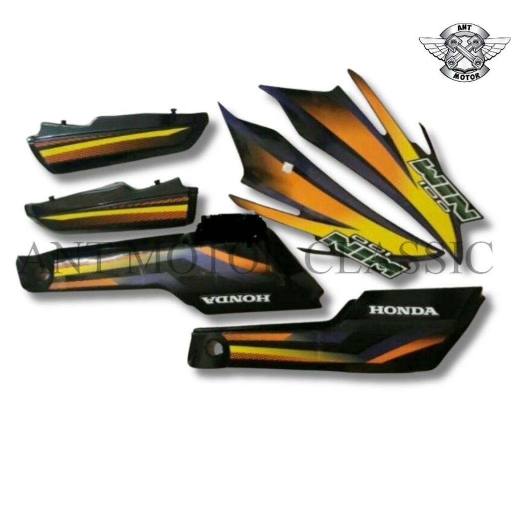 cover bodi body set bok aki tepong aki honda win 100 plus striping Mirip Ori