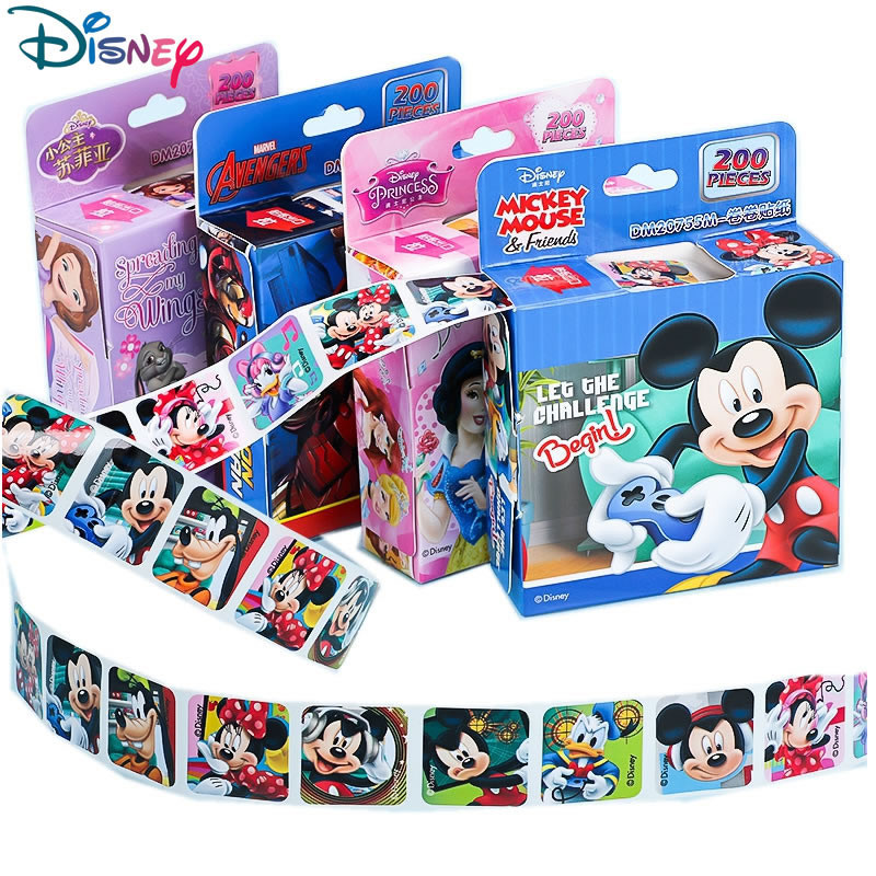 

200pcs/box Kawaii Disney Frozen Mickey Stickers Anime Bubble Scrapbooking Children DIY Sticker Decoration Toys Kids Gift