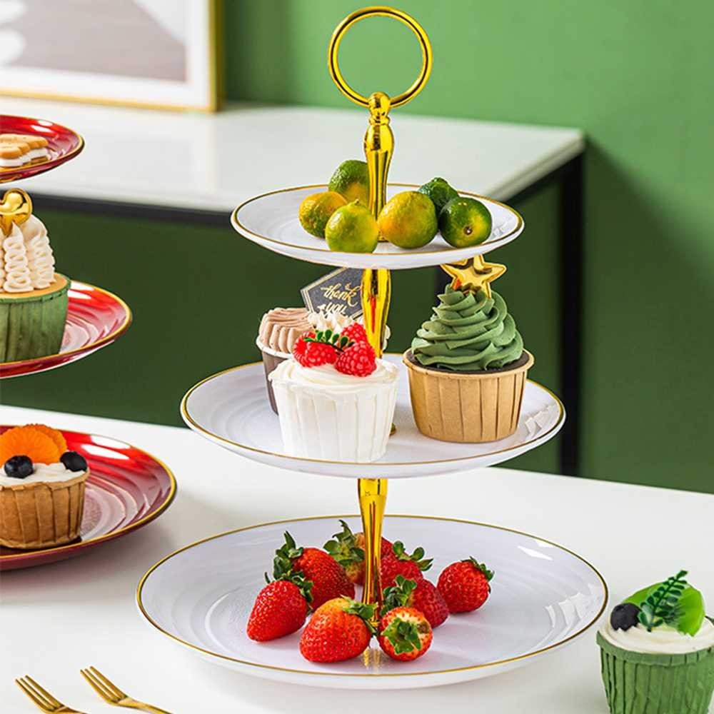 Rak Kue Susun 3 Tingkat Detachable Plate Cake Stand Display Piring Kue Tingkat Mewah Tempat Permen