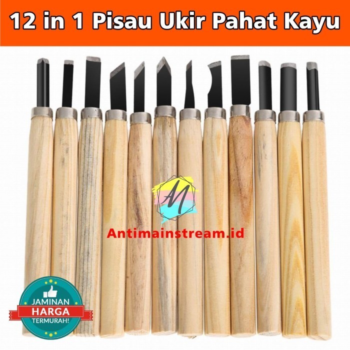 12 Pcs Set Pisau Ukir Pahat Kayu | Alat Pahat Kayu |Alat Ukir Kayu