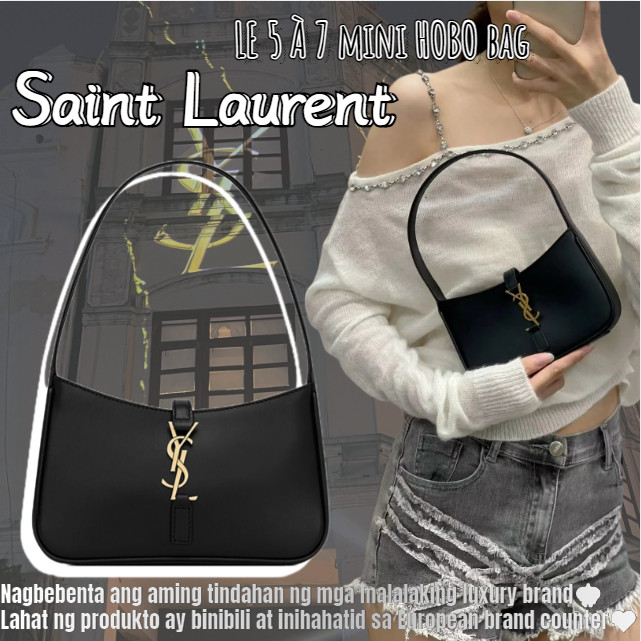 YSL/santo Laurent Saint Laurent/LE 5 À 7 makinis na leather na mini HOBO bag/ladies bag/hanbag