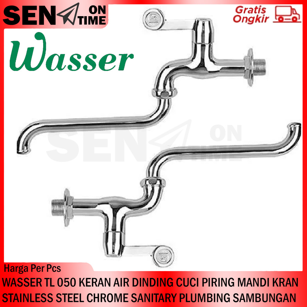 Keran Air Dinding WASSER TL 050 Tembok Wastafel Bathup Cuci Piring Mandi Stainless Kran Dinding Aer 