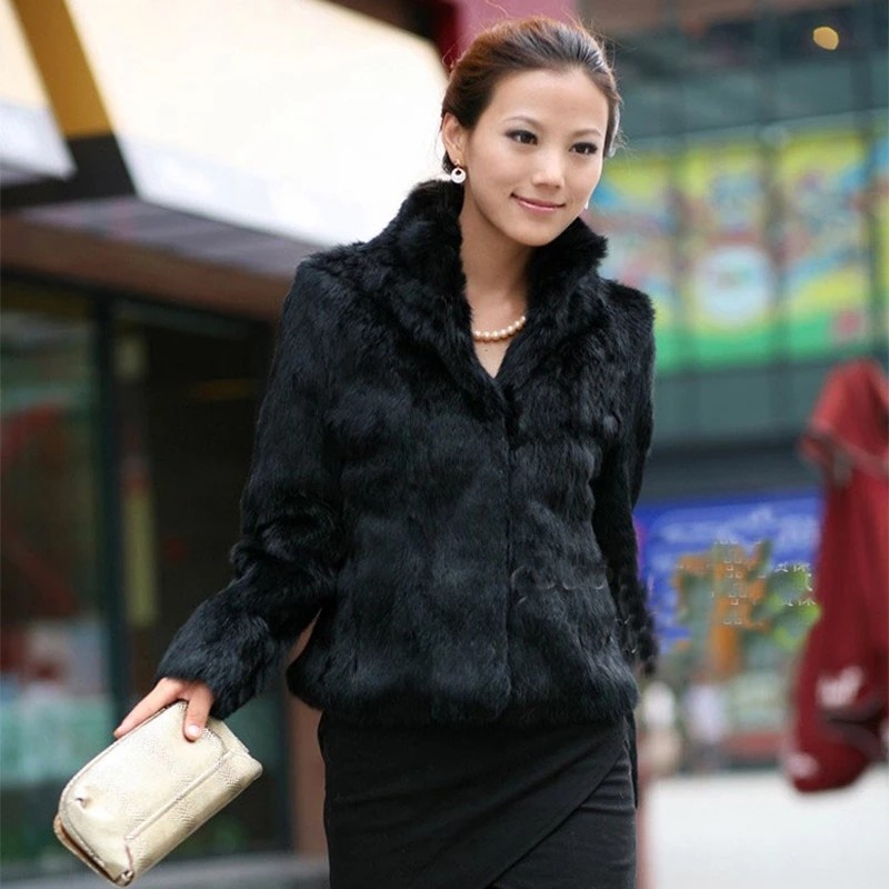 2024 Hot Sale Winter Women Real Rabbit Fur Coat Natural Warm Rabbit Fur Jacket Lady Fashion 100% Gen